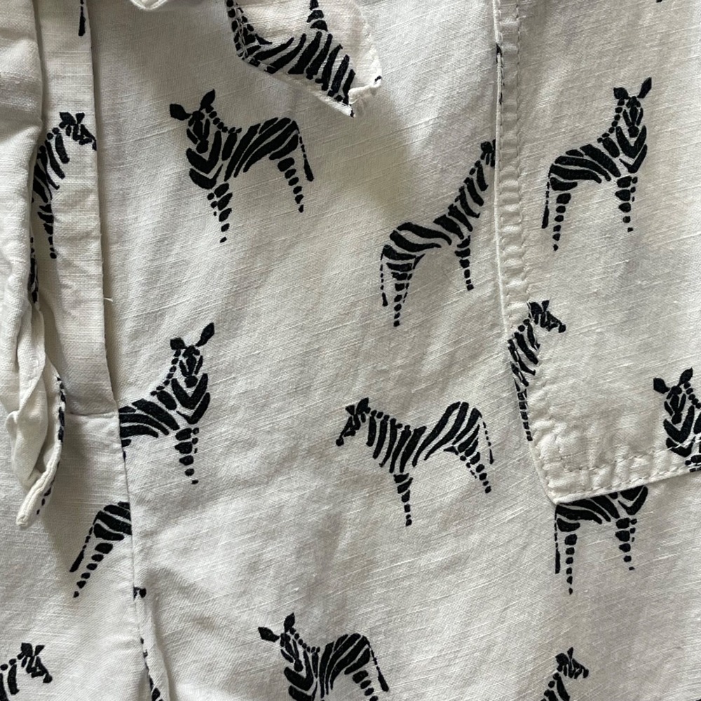 Ann Taylor Loft Women's 6 White Zebra Print Linen Blend Shorts Waist Belt - Picture 3 of 12